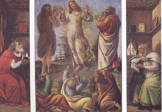 Sandro Botticelli Transfiguration,with St Jerome(at left) and St Augustine(at right) France oil painting art